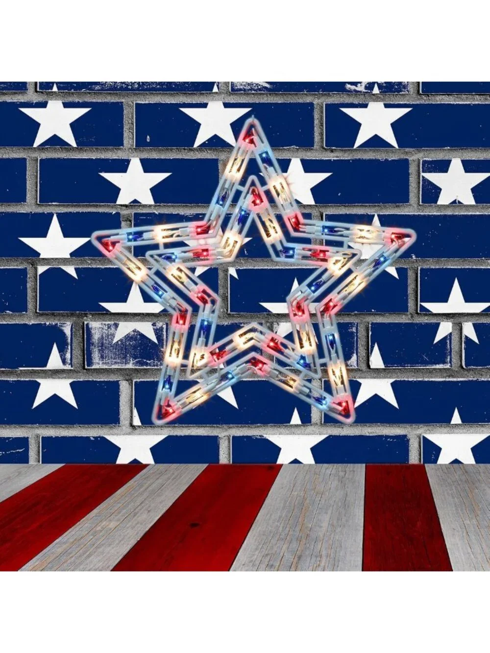 Lighted Patriotic Star Decoration - 4th of July Indoor/Outdoor Window Silhouette